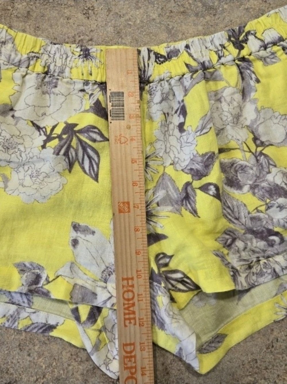 KUT from the Kloth Linen Shorts Womens Size 12 Floral Yellow Rose Elastic Waist - Picture 4 of 7